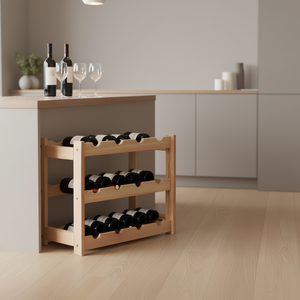 Porte-bouteilles en bois Pinewood pour 12 bouteilles, design moderne et minimaliste - Product Image 2
