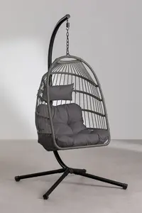 Daijia - Cadeira de balanço dobrável para pátio, cadeira de balanço com corda de vime, ideal para uso em correias, pasta KD promocional