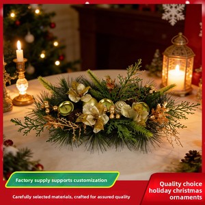 Nuovo Ornamento <span class=keywords><strong>Natalizio</strong></span> a Forma di Candeliere con Decorazione a Nastro di Piante Verdi Simulate per Tavolo da Pranzo, Regalo di Natale - Product Image 2