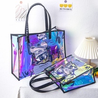 Sac fourre-tout élégant en PVC durable, imprimé à l'écran avec des paillettes, en forme de gelée, avec fermeture à bouton, pour trousse de maquillage et cadeau