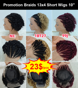 $23 Promotion Letsfly <b>Braid</b> 13x4 Lace Frontal Short Pixie Curly <b>Wigs</b>, 100% Human Hair Natural Black Color Short Cut <b>Wigs</b> - Product Image 6