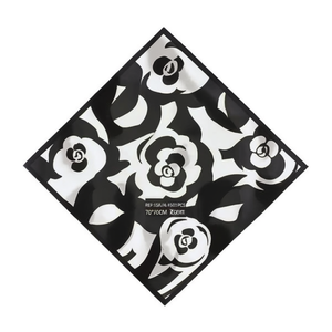 Foulard Quadrato Bicolore con Motivi Floreali 70x70Cm, Accessorio di Moda per Donne - Product Image 1