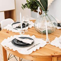 Set de table carré à volants personnalisé en coton pour la cuisine, la salle à manger, la maison, les fêtes et la décoration de table