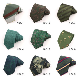 Cravates pour hommes et femmes Mode coréenne Rayures florales Série verte Fil teint 8cm <span class=keywords><strong>Costume</strong></span> de fête <span class=keywords><strong>Accessoires</strong></span> de décolleté - Product Image 2