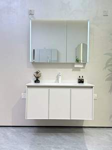 60 In Modern <b>White</b> Minimalist DesignWall Mounted Bathroom Vanity With Led <b>Mirror</b> Soft-touch Integrated Sink - Product Image 1