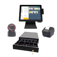 Sistema de Punto de Venta Todo en Uno de 15.6 Pulgadas, Caja Registradora, Máquina EPOS, Software POS, Terminal con Impresora, Escáner y Cajón de Dinero