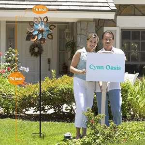 थोक आउटडोर 3 डी डिजाइन सौर उद्यान दांव स्टील लोहे के पवन स्पिनर हिस्सेदारी फूल शैली घर भूनिर्माण सौर उद्यान दांव - Product Image 4