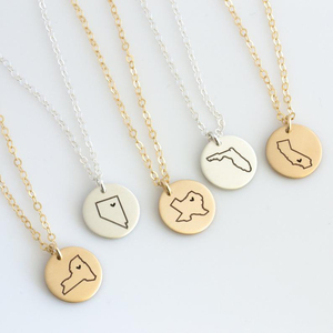 Collar de acero inoxidable chapado en oro de 24K colgante de moneda personalizado grabado África país <span class=keywords><strong>mapa</strong></span> del mundo Collar para mujer - Product Image 2
