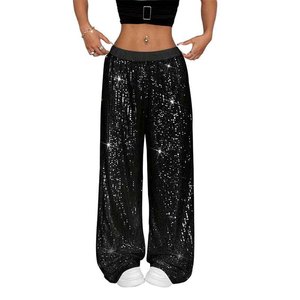CJ- <span class=keywords><strong>Pantaloni</strong></span> da <span class=keywords><strong>Donna</strong></span> con Paillettes Lucide, Vita Elastica, Gamba Dritta, Casual e Traspiranti, <span class=keywords><strong>Pantaloni</strong></span> Glitterati per Signore - Product Image 5