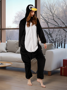 Pyjama <span class=keywords><strong>Kigurumi</strong></span> unisexe en polyester à capuche, motif <span class=keywords><strong>pingouin</strong></span> de dessin animé, pour adulte, idéal pour les fêtes costumées - Product Image 5