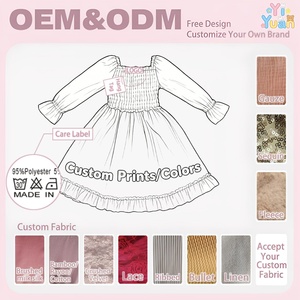 2026 OEM ODM Long Sleeve Baby Girl <strong>Ruffles</strong> Print Casual <strong>Dress</strong> Puffy <strong>All</strong> Season Eco-Friendly Breathable Children's <strong>Dress</strong> - Product Image 2