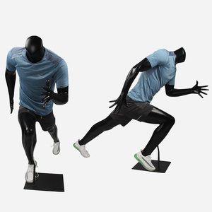 Nuevas tiendas de suministros deportivos de moda, uso de <span class=keywords><strong>cuerpo</strong></span> completo, acción móvil masculina, correr, deportes grises, maniquí masculino sin cabeza - Product Image 2