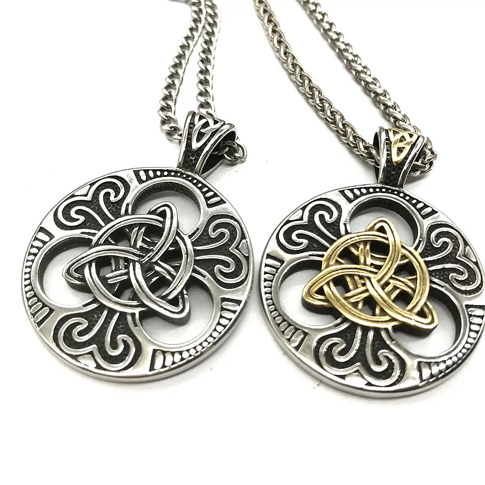 Viking Celtic Knot Pendant Necklace Norse Mens Retro Stainless Steel