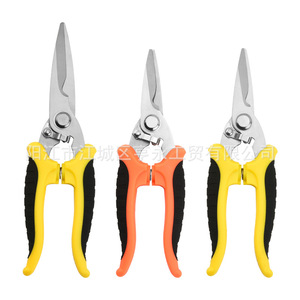 Electrician's Shears Stainless Steel 7 8 Inch Wire Cutting Garden Pruning Tool Yellow Orange Handle - Product Image 1