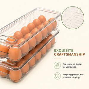 Lot de 2 supports à œufs empilables transparents en PP avec couvercle et poignée pour réfrigérateur – Organisation écologique pour la cuisine et le garde-manger - Product Image 3