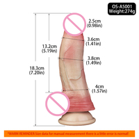 ORALSX Dildo en silicone double couche super réaliste de 7,2 pouces avec ventouse, flexible, pour masturbation féminine, pour femmes et hommes