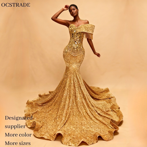 Ocstrade MOQ 1 PZ Abito <span class=keywords><strong>da</strong></span> <span class=keywords><strong>Sera</strong></span> Aderente Dorato Fatto a Mano per <span class=keywords><strong>Donna</strong></span> con Applicazioni in Strass Personalizzato con Lungo Strascico Arancione Elegante Abito <span class=keywords><strong>da</strong></span> Cerimonia - Product Image 1