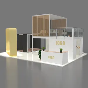 Custom Double Deck Storey Trade Floor Stands Aluminum Modular Show Design With Glass Fair Retail Heavy Two Levels Booth