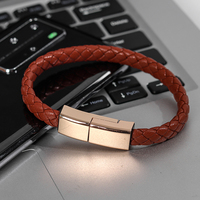Bracelet-câble de charge et de données Micro USB en cuir torsadé en cuivre pur avec placage or 24 carats pour iOS/ordinateur et écouteurs 5V 2.4A