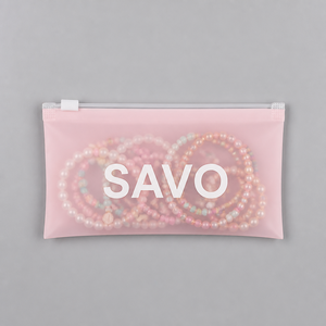 Sac à fermeture éclair pour bijoux <span class=keywords><strong>SAVO</strong></span> rose avec logo personnalisé, pochette refermable en LDPE, impression OEM, vente en gros, usine - Product Image 1