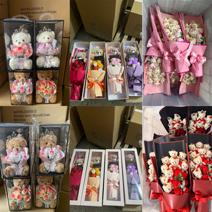 Di buona qualità farcito orsacchiotto rosa Bouquet <span class=keywords><strong>peluche</strong></span> di <span class=keywords><strong>san</strong></span> <span class=keywords><strong>valentino</strong></span> carino orsacchiotto di <span class=keywords><strong>peluche</strong></span> con Bouquet di fiori - Product Image 4