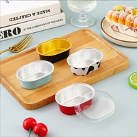 79*58*26mm 60ml Jetable Feuille D'aluminium Pan Ovale Motif De Qualité Alimentaire Plateau Boîte Emballage Efficace pour Desert Baking Container