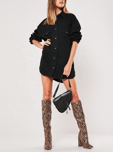 2024 Logo donna Hip Pop <span class=keywords><strong>camicia</strong></span> Streetwear da ragazza <span class=keywords><strong>camicia</strong></span> nera Super <span class=keywords><strong>oversize</strong></span> Boyfriend Denim - Product Image 3