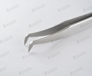 EXTENSION de cils en acier inoxydable de haute qualité (pointe large), pince à épiler de VOLUME russe 75 degrés, marque privée - Product Image 5