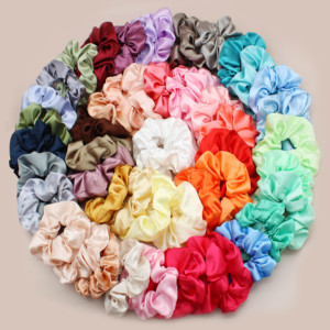 Thời Trang Tùy Chỉnh Phụ Nữ Của Phụ Tụ-56 Rắn Satin Tóc Ban Nhạc Lụa Scrunchies Số Lượng Lớn Đàn Hồi Tóc Quan Hệ Cho Cô Gái Làm Vải - Product Image 1