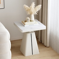 Table basse mobile en métal style crème avec plateau en ardoise, durable, moderne, pour salon, petite table carrée, mobilier de maison créatif