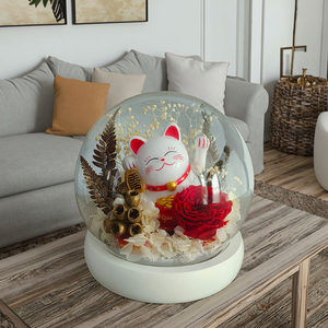 AM-PFA57 Ammy Saint Valentin Préservé Fleur <span class=keywords><strong>Maneki</strong></span> <span class=keywords><strong>Neko</strong></span> Mini Dôme En Verre <span class=keywords><strong>Rose</strong></span> <span class=keywords><strong>Maneki</strong></span> <span class=keywords><strong>Neko</strong></span> Dôme En Verre Cadeau De Noël - Product Image 2