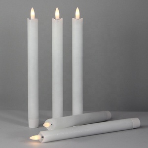 Home Decoration White Real Wax Wave Edge Battery Operated Electric Flickering Remote Control Led Flameless <strong>Taper</strong> <strong>Candles</strong> - Product Image 6