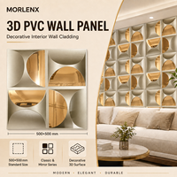 Panneau mural 3D en PVC effet miroir métallique MORLENX, revêtement décoratif géométrique semi-circulaire pour les intérieurs de salons et halls d'accueil