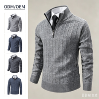 Suéter de Cuello Alto con Forro Polar para Hombre, Otoño-Invierno, Color Sólido, Informal, Manga Larga, Tejido de Punto, Personalizable con Logotipo OEM, Venta al Por Mayor