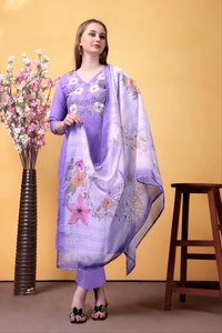 Ropa informal de diseñador moderno para mujer SimpleKurtis Organza seda estampado de flores Dupatta Set Party-Worthy Indian Salwar Kameez Suit - Product Image 4