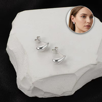 Apsvo Boucles d'oreilles créoles épaisses plaquées argent pour femmes, créoles ouvertes légères en forme de goutte d'eau, boucles d'oreilles hypoallergéniques