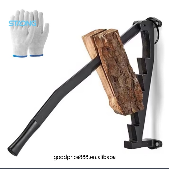 Wall-Mount Cast-Iron Manual Log Splitter, Carbon-Steel Softwood Kindling Cutter, Winter Firewood Cracker for Home & Camp