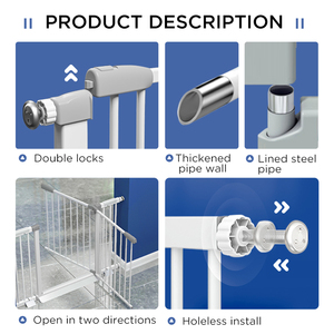 Barrière de sécurité pour bébé pour escaliers, large et extensible, <span class=keywords><strong>protection</strong></span> de sécurité 76 cm, autoportante, fixation par pression, en métal - Product Image 5