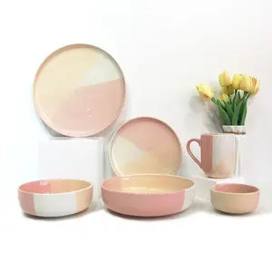 Nordic modern stoneware tableware dinnerware sets coloured glazed dinner plates set dinnerware