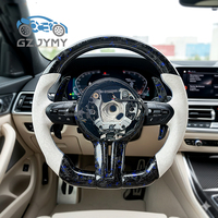 Volant sport en fibre de carbone forgé avec garniture en carbone et palettes en cuir blanc pour BMW F80 F82 F10 F12 F13 F15 F16 F20 F22 F30