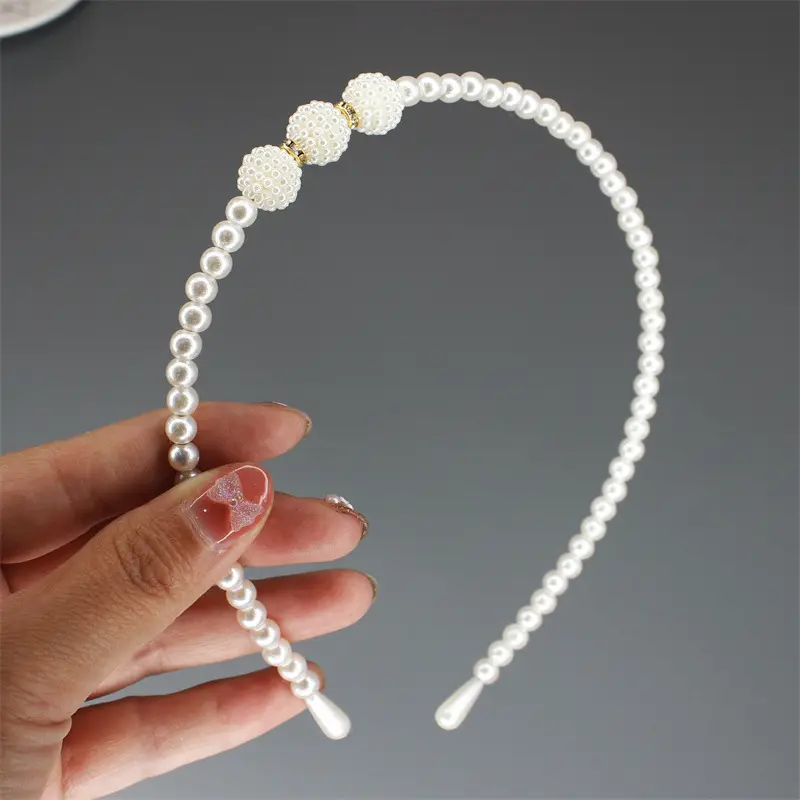 DOMOHO-Bandas para el pelo de plástico de alta calidad con perlas, elegantes y elegantes, estilo europeo popular para novia