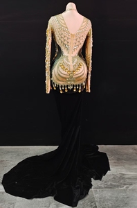 AD1394 Kimshein Elegent abiti da sera per donna strass maglia abito lungo scintillante abito da ballo da sera - Product Image 6