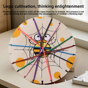 Jeu de société éducatif en bois portable et stimulant pour enfants : Casse-tête logique de table pour démêler les nœuds de corde pour garçons - Product Image 4