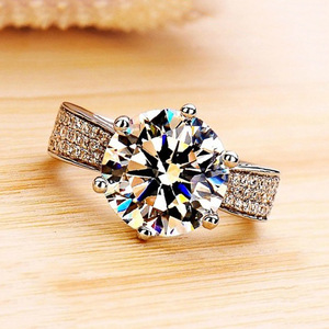 Anello Classico a Sei Punte con Zirconi, Placcato in Oro Bianco, Gioiello da Donna per Matrimonio, Regalo - Product Image 3