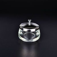 Plat de maquillage en verre pour ongles, avec couvercle en acier inoxydable, transparent, pour l'art des ongles, poudre liquide acrylique, 1 pièce