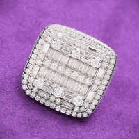 Bague Bling Bling Hip Hop en Argent Massif 925 Sertie Moissanite Coupe Baguette VVS Testée Diamant, Idéale pour Hommes et Femmes