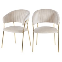 Fauteuil de salle à manger de luxe en velours avec pieds en métal doré pour la maison, l'hôtel et le café (vente en gros)