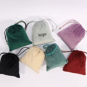 Exquisite Velvet Jewelry Storage Bag Custom Logo Reusable Recyclable Customized Color Small <b>Drawstring</b> <b>Pouch</b> Rings Watch - Product Image 4
