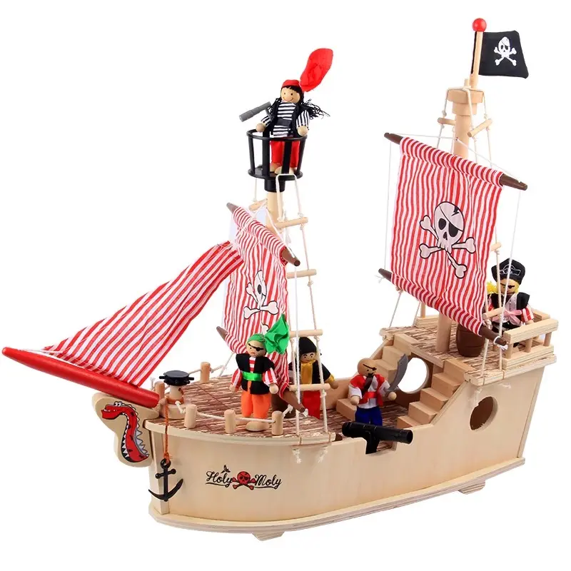 Simulate 3D three-dimensional Caribbean wooden ship Pearl ship model Children's puzzle assembly toy boy