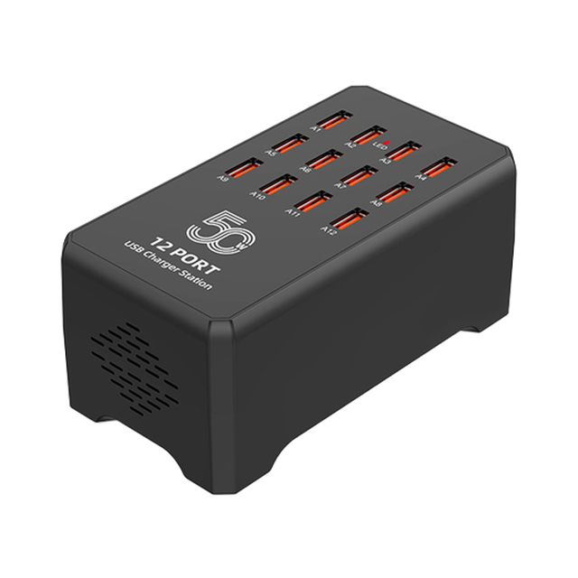 12/20/30/40-Port 50W USB Charger Station-High-Speed Multi-Device Smart Charging Hub PD QC Technology ABS/PC Fireproof Material